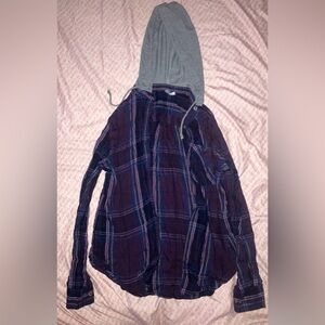 Mudd Purple and Gray Plaid Button Down Shirt
